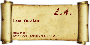 Lux Aszter névjegykártya